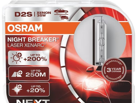 Set 2 Buc Bec Xenon Osram D2S 85V 35W Night Breaker Laser 85V 35W P32D-2 Next Generation +200% 66240XNN-HCB