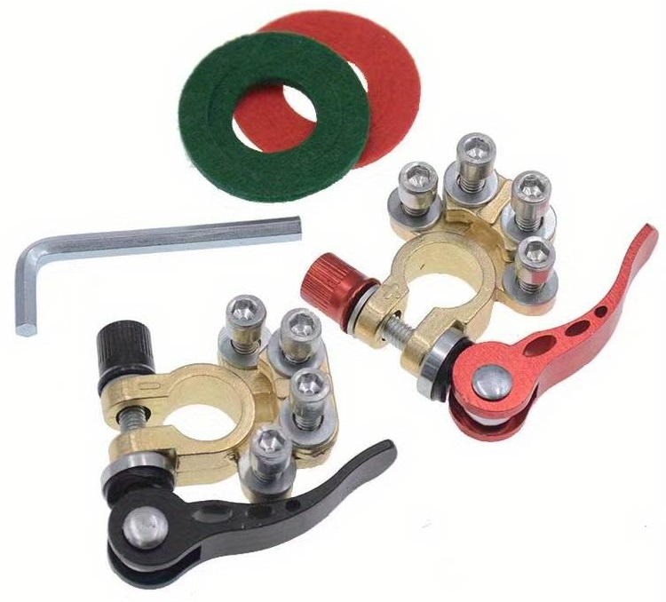 Set 2 Buc Borne Profesionale, Baterie Auto, Cu Patru Terminale Si Cleme Cu Eliberare Rapida RAZ009
