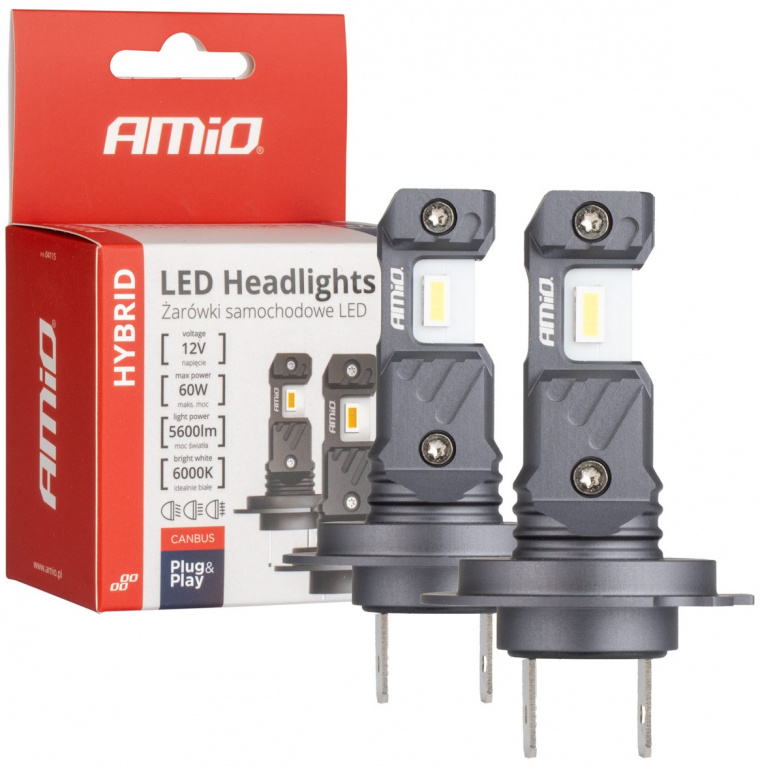 Set 2 Buc Led Amio Hybrid H7 H18 12V 60W 5600Lm Canbus Alb 6000K 04115