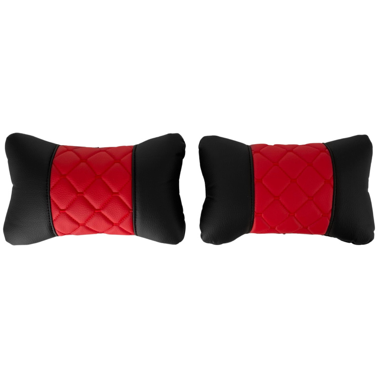 Set 2 Buc Perne Tetiere Auto Universale Pentru Gât Un Confort Mai Bun În Timpul Unei Călătorii Lungi Cu MașIna, Negru Cu Rosu POD036