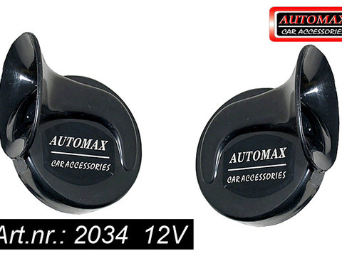 Set 2 claxoane auto Automax 12V Negre cu tonuri inalte si joase