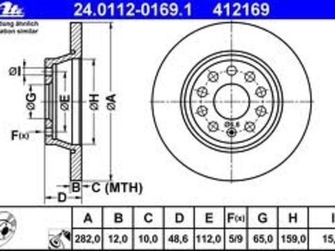 Set 2 discuri frana ate spate cu r282mm