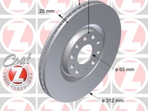 Set 2 discuri frana fata r312 mm zimmermann pt audi,seat,vw