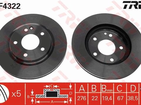 Set 2 discuri frana fata trw r276mm pt mercedes a-class w168