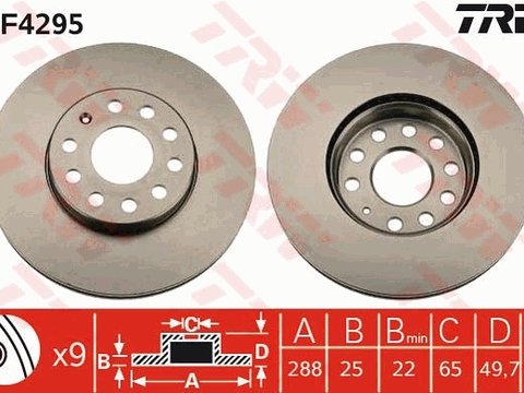 Set 2 discuri frana fata trw r288mm pt audi,seat,skoda,vw