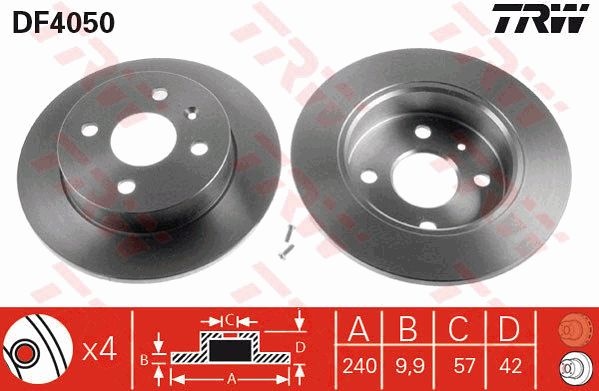 Set 2 discuri frana spate r240mm pt opel astra g,astra h,meriva a