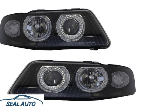 Set 2 faruri Angel Eyes compatibil cu AUDI A3 8L (1996-2000) Negru