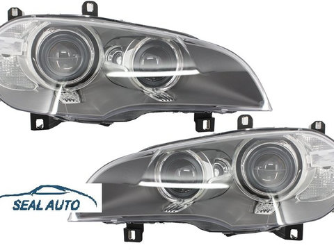 Set 2 faruri Bi-Xenon Angel Eyes compatibil cu BMW X5 E70 LCI (2010-2013)