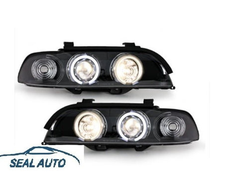 Set 2 faruri compatibil cu BMW E39 5er 95-00, 2 CCFL Angel Eyes Negru