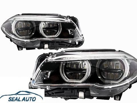Set 2 faruri Full LED Angel Eyes compatibil cu BMW Seria 5 F10 F11 LCI (2014-2017)