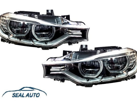 Set 2 faruri Full LED Angel Eyes compatibil cu BMW Seria 3 F30 (2011-up)