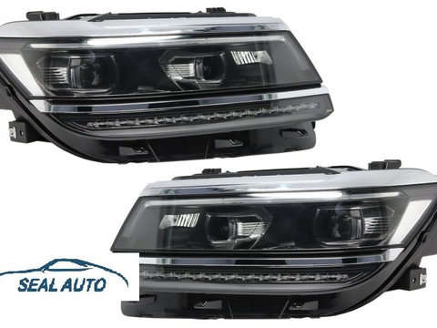 Set 2 faruri LED compatibil cu VW Tiguan II Mk2 (2016-up) R-Line Matrix Design Semnal Dinamic