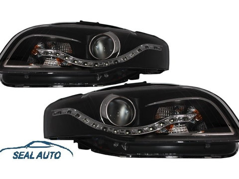 Set 2 faruri LED DRL Xenon Look compatibil cu AUDI A4 B7 (2004-2008) Negru