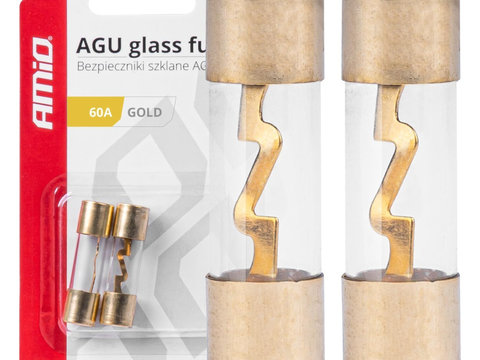 Set 2 sigurante din sticla tip AGU, contacte aurite, 60A AVX-AM03487