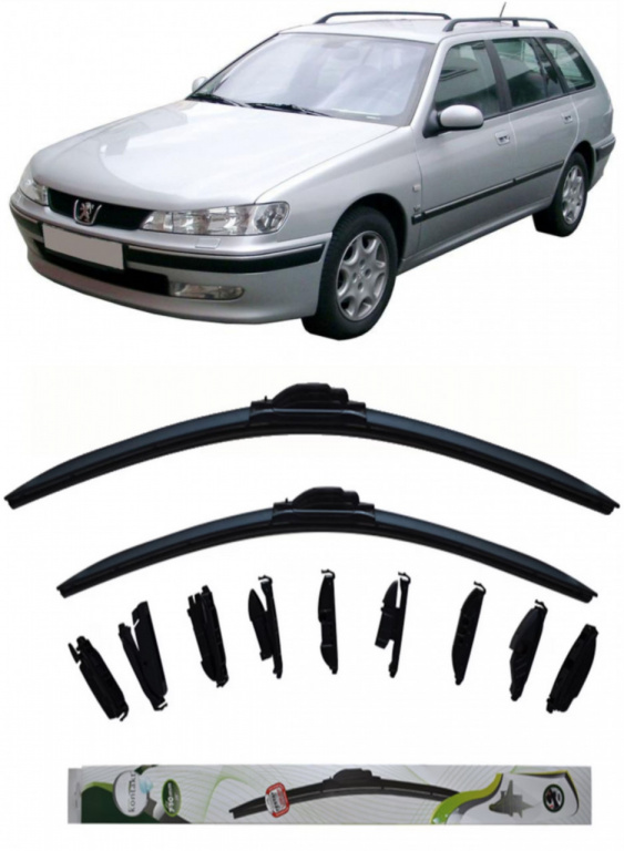 Set 2 stergator Kontakt Multi Adapter 60 cm/53 cm compatibile cu Peugeot 406 Break (8E/F) din 1996-2004 (60 cm/53 cm) 5949568742067