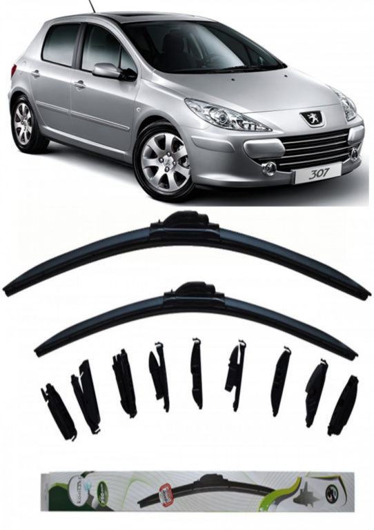 Set 2 stergator Kontakt Multi Adapter 71 cm/65 cm compatibile cu Peugeot 307 Saloon din 2006-2012 (71 cm/65 cm) 5949568733515