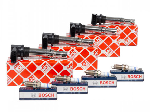 Set 4 Buc Bobina De Inductie Febi + Set 4 Buc Bujie Bosch Audi A1 2010-2015 4 X 22038 + 4 X 0 242 240 665