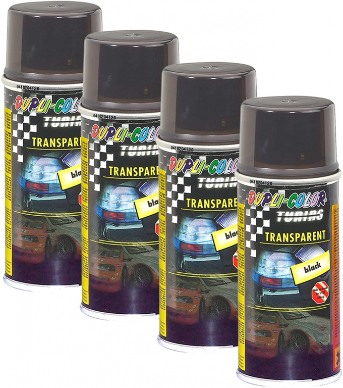 Set 4 Buc Spray Vopsea Dupli-Color Negru Transparent Stopuri Faruri 150ML 430213