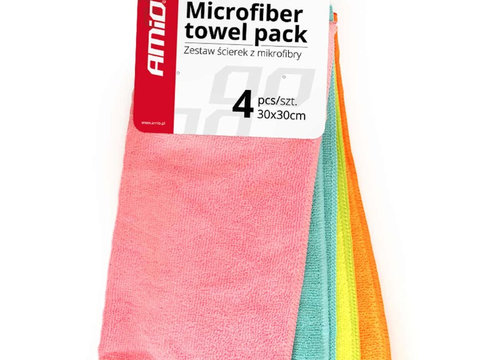 Set 4 lavete microfibra universale, 30x30cm, multicolor, 01046 Amio