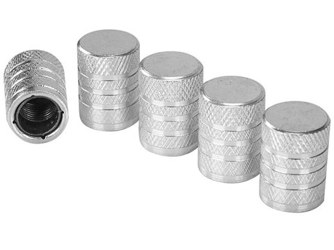 Set 5 Buc Capacele Ventil Aluminiu Cu Filet Interior Plastic Carmotion Argintiu Silver 63478SI