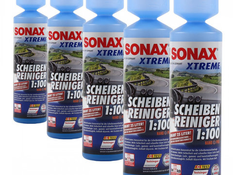 Set 5 Buc Sonax Xtreme Detergent Pentru Geamuri 1:100 Nano Pro Geam Liber 250ML 271141