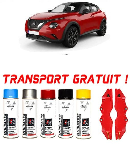 Set 5 spray de vopsea rezistenta pentru etrier auto, kit compatibil cu Nissan Juke I, Suv, fabricat din 06.2010 - 05.2014 - rosu albastru negru argintiu galben set-spray-etriere586