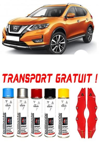 Set 5 spray de vopsea rezistenta pentru etrier auto, kit compatibil cu Nissan X-Trail T32, Suv, fabricat din 08.2014 - 08.2017 - rosu albastru negru argintiu galben set-spray-etriere618