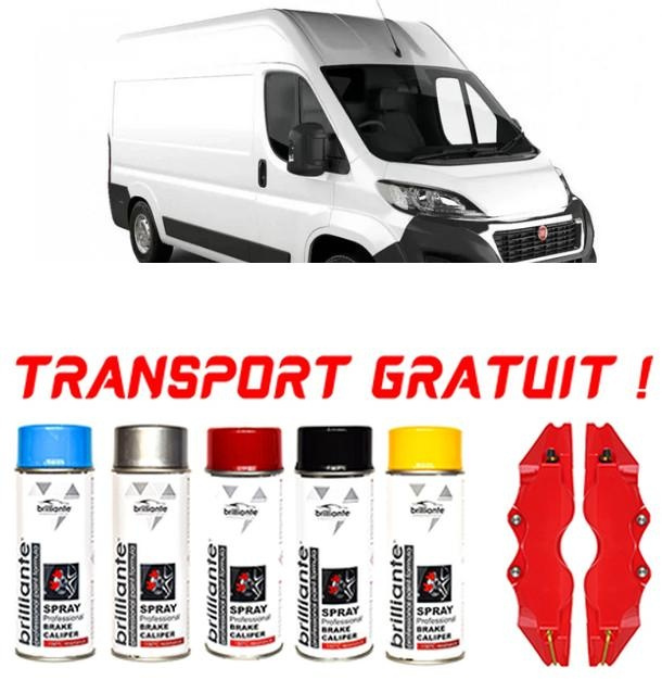 Set 5 spray de vopsea rezistenta pentru etrier auto, kit compatibil cu Fiat Ducato III, Van, fabricat din 2006 - Prezent, 3 Locuri - rosu albastru negru argintiu galben set-spray-etriere226