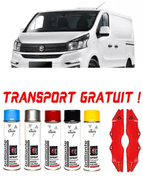 Set 5 spray de vopsea rezistenta pentru etrier auto, kit compatibil cu Fiat Talento, Van, fabricat din 2016 - Prezent, Rand 2 - rosu albastru negru argintiu galben set-spray-etriere244