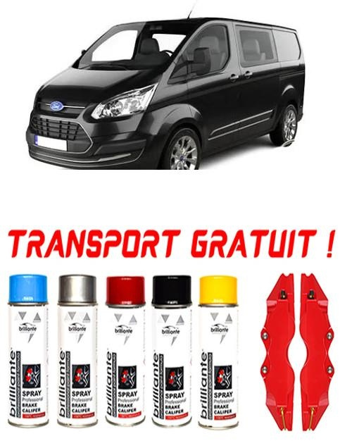 Set 5 spray de vopsea rezistenta pentru etrier auto, kit compatibil cu Ford Transit Custom, Van, fabricat din 01.2013 - Prezent, Rand 2 - rosu albastru negru argintiu galben set-spray-etriere332