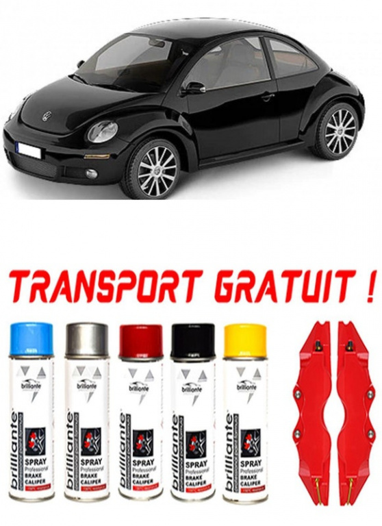 Set 5 spray de vopsea rezistenta pentru etrier auto, kit compatibil cu Volkswagen Beetle, Hatchback, fabricat din 1998 - 2010 - rosu albastru negru argintiu galben set-spray-etriere1006