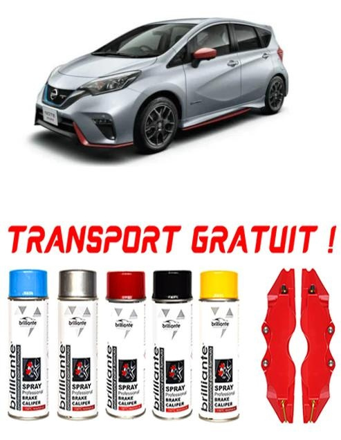 Set 5 spray de vopsea rezistenta pentru etrier auto, kit compatibil cu Nissan Note E11, Hatchback, fabricat din 2006 - 09.2013 - rosu albastru negru argintiu galben set-spray-etriere597