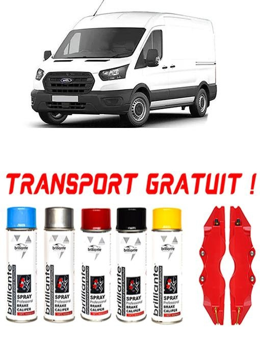 Set 5 spray de vopsea rezistenta pentru etrier auto, kit compatibil cu Ford Transit, Van, fabricat din 2015 - 2020, 3 Locuri - rosu albastru negru argintiu galben set-spray-etriere341