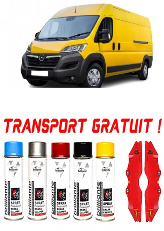 Set 5 spray de vopsea rezistenta pentru etrier auto, kit compatibil cu Opel Movano C fabricat din 2022 - Prezent, Van - rosu albastru negru argintiu galben set-spray-etriere661