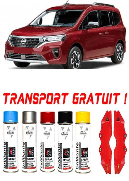 Set 5 spray de vopsea rezistenta pentru etrier auto, kit compatibil cu Nissan Townstar Combi fabricat din 01.2022 - Prezent, Van - rosu albastru negru argintiu galben set-spray-etriere614