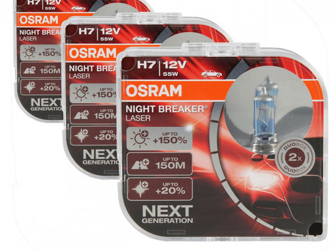 Set 6 Buc Bec Osram H7 12V 55W Night Breaker Laser Next Gen +150% Up To 150M 64210NL-HCB