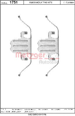 Set accesorii placute frana BMW Seria 1 (E87) (2003 - 2013) METZGER 109-1751