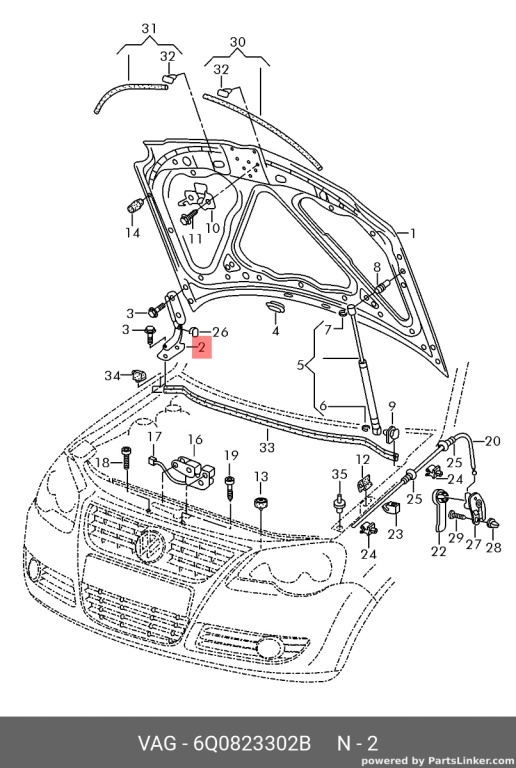 Set balamale capota motor Volkswagen Pol