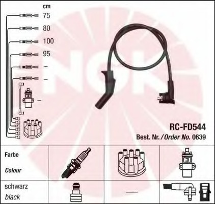 Set cablaj aprindere 0639 NGK pentru Ford Fiesta Mazda 121 Mazda Soho Ford Courier Ford Ka