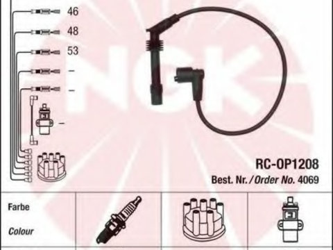 Set cablaj aprindere 4069 NGK pentru Opel Vectra Opel Corsa Opel Vita Opel Omega Opel Astra Opel Zafira Opel Combo