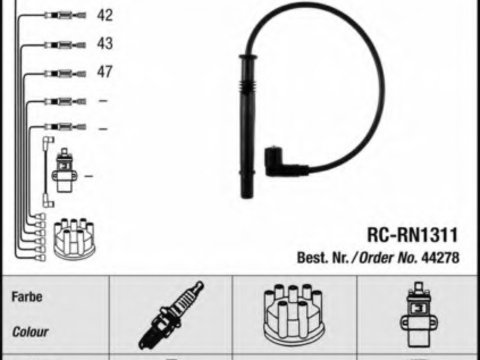 Set cablaj aprindere 44278 NGK pentru Renault Twingo Renault Kangoo Renault Clio Renault Symbol Renault Thalia Renault Modus Renault Euro Nissan Kubistar Dacia Sandero Dacia Logan