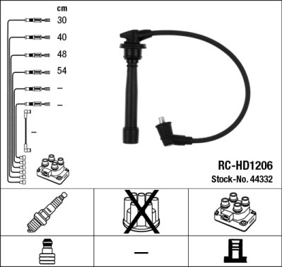 Set cablaj aprindere ~ 44332 ~ NGK ~ pentru Hyunda