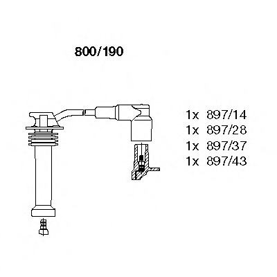 Set cablaj aprindere 800 190 BREMI pentru Mazda 121 Mazda Soho Ford Fiesta Ford Courier Ford Mondeo Ford Cougar Ford Focus Mazda Tribute Ford Escape Ford Maverick Ford Tourneo Ford Transit