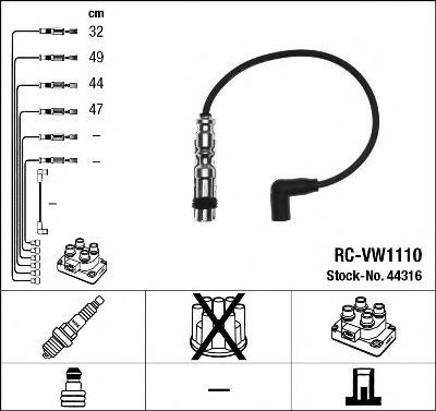 Set cablaj aprindere AUDI A1 (8X1, 8XK, 8XF) (2010 - 2016) NGK 44316 piesa NOUA