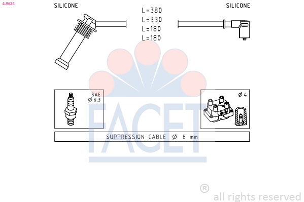 Set cablaj aprindere FACET 4.9625 model FORD FOCUS II (DA_, HCP, DP) ASDA; ASDB 1388cc 80cp 59kW 2004 2005 2006 2007 2008 2009 2010 2011 2012
