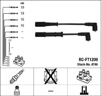 Set cablaj aprindere FIAT 500 (312) (2007 - 2016) NGK 4746 piesa NOUA