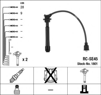 Set cablaj aprindere FIAT SEDICI (FY) (2006 - 2016) NGK 1801 piesa NOUA