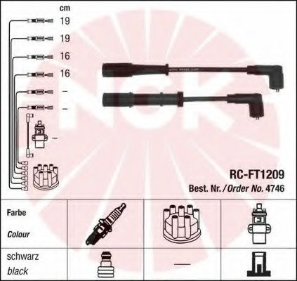 Set cablaj aprindere # Fiat Siena 2006 2007 2008 2009 # 4746 # NGK