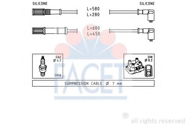 Set cablaj aprindere FIAT STRADA pick-up (178E) (1998 - 2016) FACET 4.9451 piesa NOUA