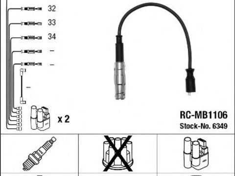 Set cablaj aprindere MERCEDES A-CLASS (W169) (2004 - 2012) NGK 6349